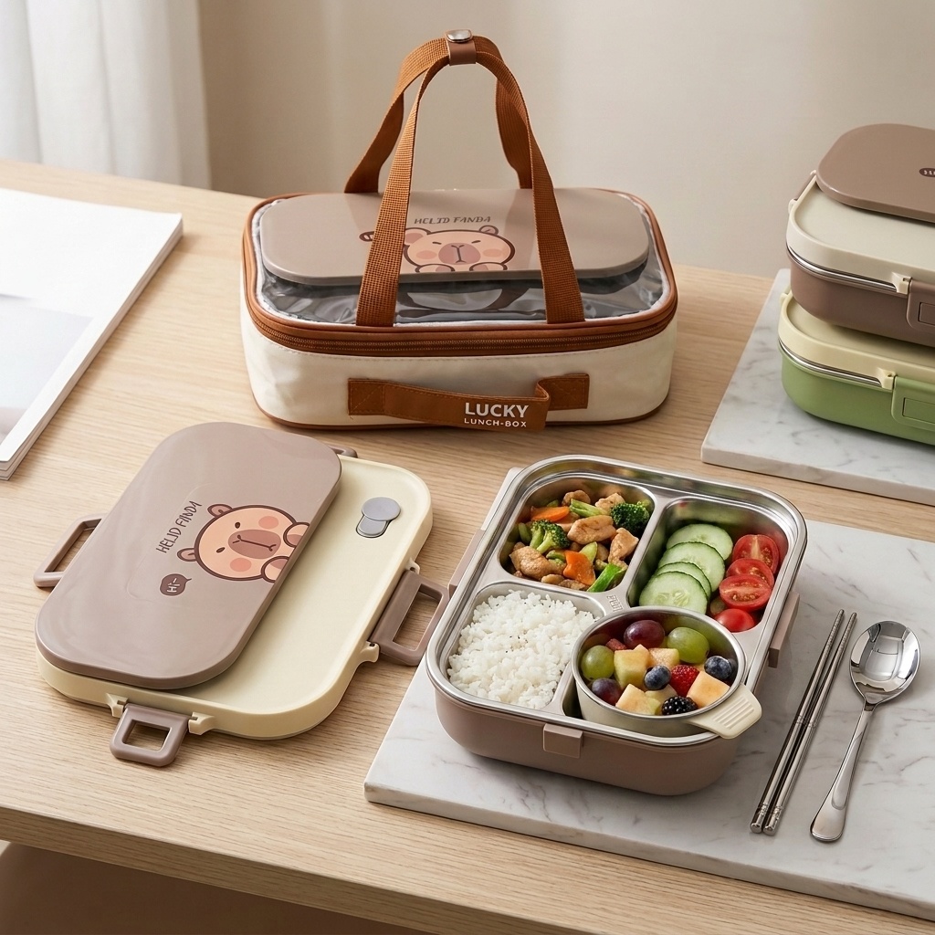 Food Storage Drawer Organizer - Set Kotak Makan Siang Bento Stainless