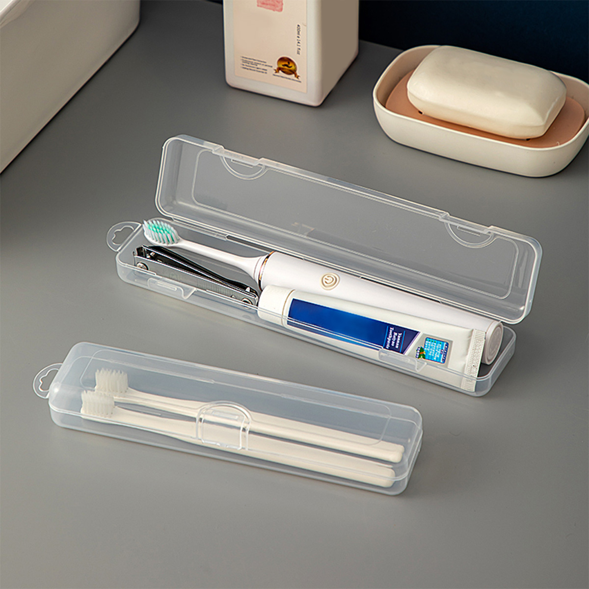 Food Storage Drawer Organizer - WORTHBUY Kotak sikat gigi transparan, tempat