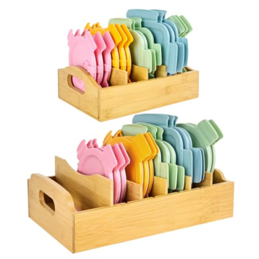 Food Storage Lid - 2 Paket Organizer Tutup Wadah Bambu,