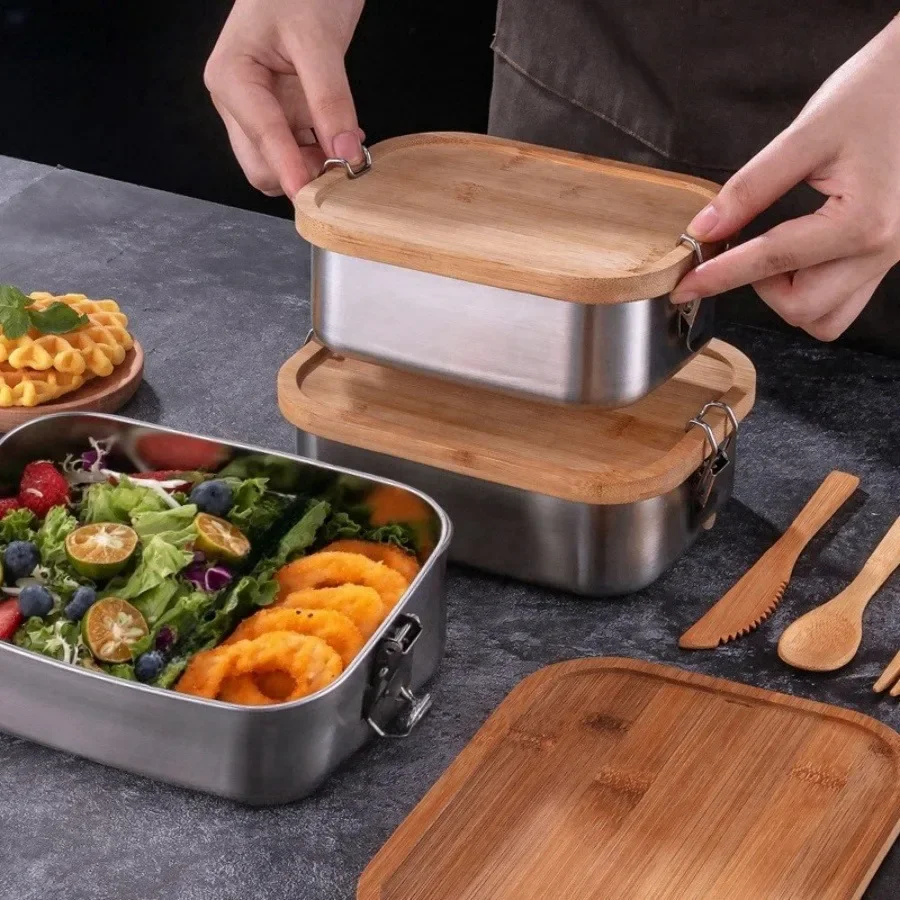 Kotak makan siang tutup bambu  - Food Storage Ideas ulasan dan harga